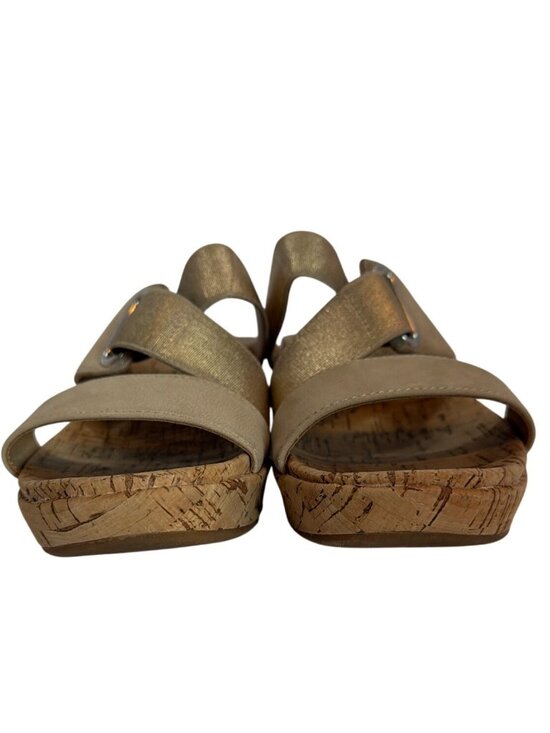 Hush Puppies COCO Gold Slide Wedge Sandals With Cork Sole Womens Size 6 - Picture 6 of 9